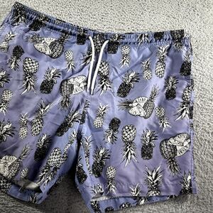 Trunks Brand Swim Shorts Mens Large Blue Pineapple Pattern AOP 5" Inseam‎ Mesh